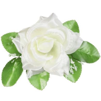 GR134 Róża w pąku - główka z liściem Cream